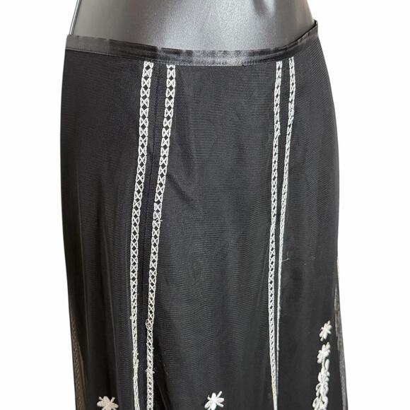 VTG Y2K PETER NYGARD BLACK LACE MESH EMBROIDERED SKIRT BOHO FAIRY WHIMSIGOTH 16 - Picture 2 of 5